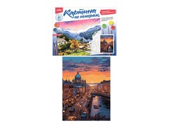 81417 [Кпн-405] Картина на картоне с красками 40х50 см по номерам. Вечерний Петербург