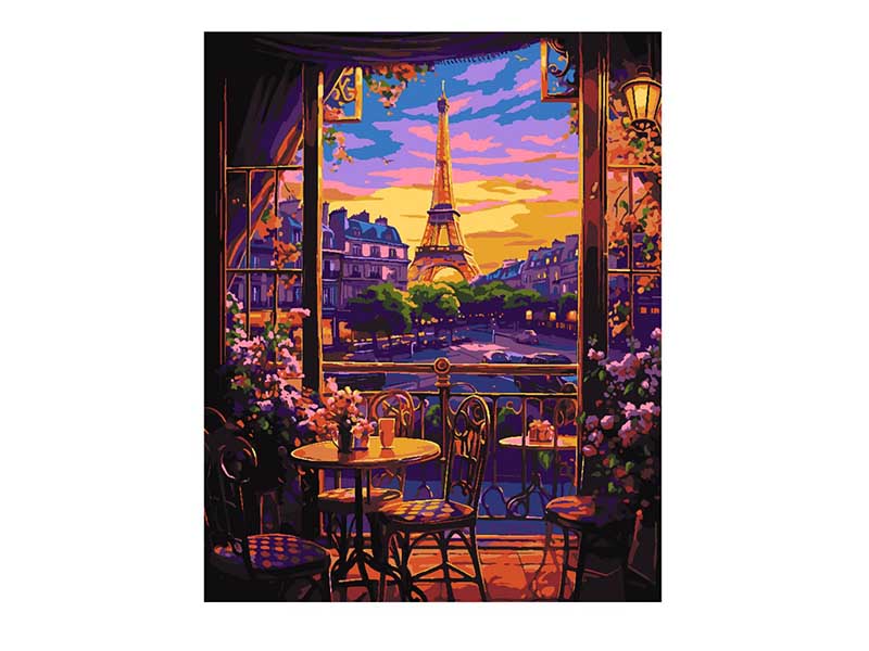 Купить оптом Холст с красками 40х50 см по номерам. Закат над Парижем в Луганске