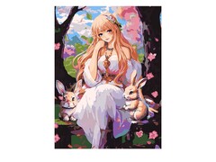 81429 [Кпн-400] Картина на картоне с красками 40х50 см по номерам. Прогулка в саду