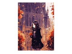 81431 [Кпн-355] Картина на картоне с красками 28,5х38 см по номерам. Осенний листопад