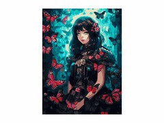 81435 [Кпн-311] Картина на картоне с красками 28,5х38 см по номерам. Девушка с бабочками