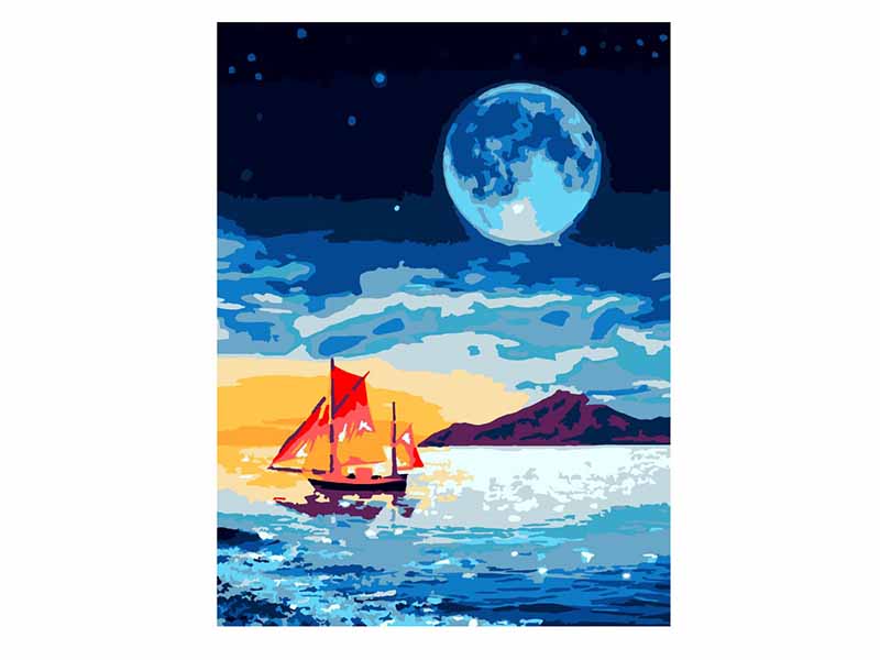 Купить оптом Холст с красками 30х40 см по номерам. Лунная ночь в Луганске