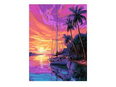 81441 [Кпн-395] Картина на картоне с красками 28,5х38 см по номерам. Тропический вечер