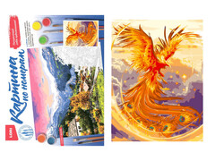 81442 [Кпн-258] Картина на картоне с красками 28,5х38 см по номерам. Феникс