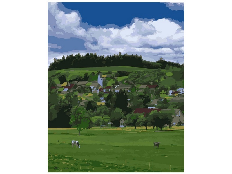 Картина на картоне с красками 40х50 см по номерам. Летнее настроение