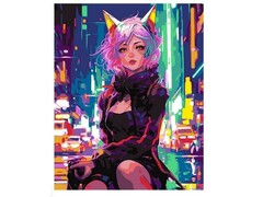 81454&nbsp;[Рх-187]Холст с красками 40х50 см по номерам. Девушка-кошка