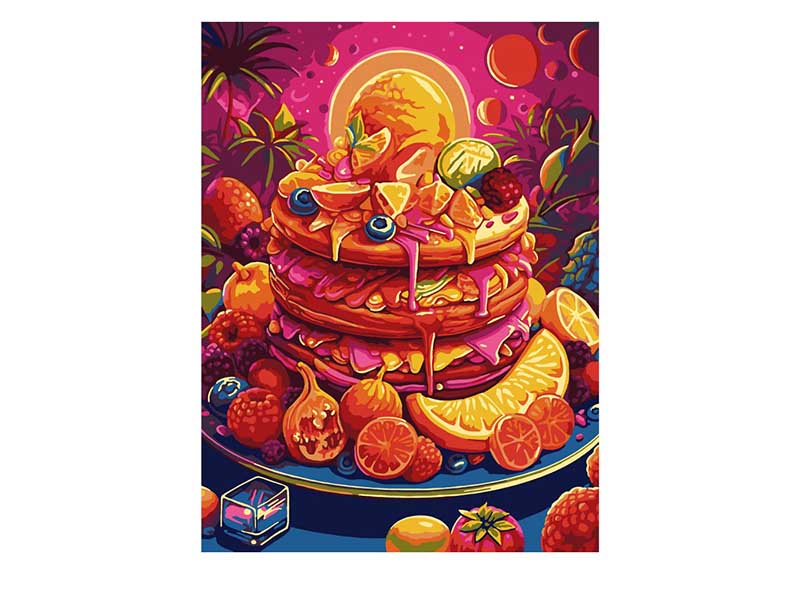 Купить оптом Картина на картоне с красками 28,5х38 см по номерам. Фруктовый торт в Луганске