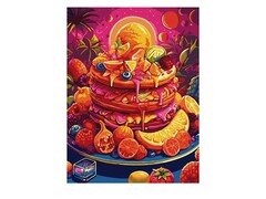 81456 [Кпн-293] Картина на картоне с красками 28,5х38 см по номерам. Фруктовый торт