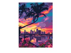 81457 [Кпн-295] Картина на картоне с красками 28,5х38 см по номерам. Лето в Майами