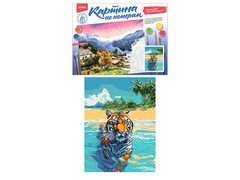 81460 [Кпн-354] Картина на картоне с красками 28,5х38 см по номерам. Тигр