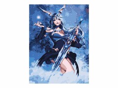 81461 [Кпн-259] Картина на картоне с красками 28,5х38 см по номерам. Воительница