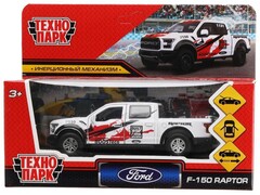 81486 [F150RAP-12SRT-WH] 4680107937384 Машина металл FORD F150 RAPTOR СПОРТ 12 см, двери, багаж, инерц, белый, кор. Технопарк в кор.2*36шт F150RAP-12SRT-WH
