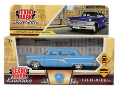 81508 [GAZ13-12-BU] 4660254471979 Машина металл газ-13 "чайка" 12 см, двери, инерц, синий,кор. Технопарк в кор.2*36шт GAZ13-12-BU