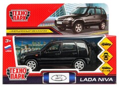 4660254478206 Машина металл LADA NIVA длина 12 см, двери, багаж, инерц, черный, кор. Технопарк в кор.2*36шт LADANIVA-12-BK-WOD