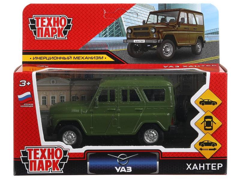 4650250568148 Машина металл УАЗ ХАНТЕР  длина 12 см, двери, багаж, инерц, болотный, кор. Технопарк в кор.2*36шт HUNTER-12-GN (72)