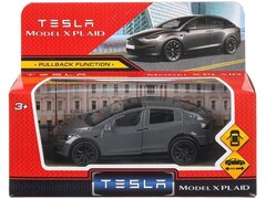 4630395030991 Машина металл tesla model x plaid 12 см, двери, серебр, кор. Технопарк в кор.2*36шт MODELX-12-GY-WOD