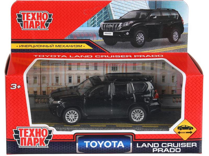 Купить оптом 4630395043373 Машина металл TOYOTA LAND CRUISER PRADO длина 10,5 см, инерц, черный, в кор. Технопарк в кор.2*36шт PRADO-11-BK в Луганске