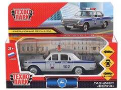 4690590210895 Машина металл ГАЗ-2401 ВОЛГА ПОЛИЦИЯ 12 см, двери, багаж, серебристый, кор. Технопарк в кор.2*36шт 2401-12POL-SR
