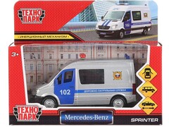 4690590223130 Машина металл MERCEDES-BENZ SPRINTER ПОЛИЦИЯ 14 см, двери, инер, сер, кор Технопарк в кор.2*32шт SPRINTERVAN-14POL-SR