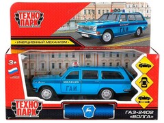 81537 [2402-12POL-BU] 4610136731127 Машина металл ГАЗ -2402 "волга" милиция 12 см, отк дв, баг., ин, синяя, кор. Технопарк в кор.2*36шт 2402-12POL-BU