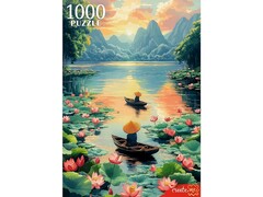 81659 [П1000-1964] ПАЗЛЫ 1000 элементов. ЛОДКИ НА РЕКЕ С ЛОТОСАМИ
