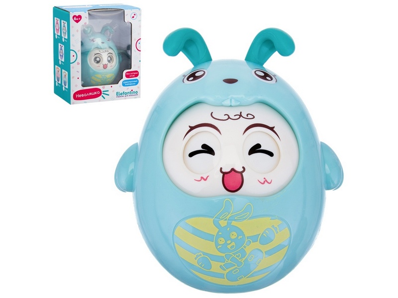 Неваляшка (подвиж. детали, звук колокольчика) бирюзовая 17,5*9,8*14,3 см в кор.