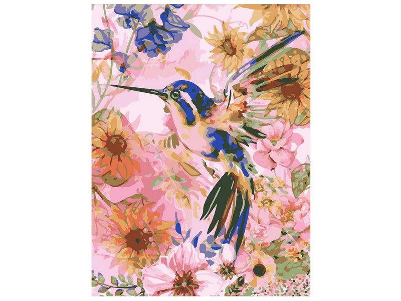 Купить оптом Картина на картоне с красками 28,5х38 см по номерам. "Колибри" в Луганске