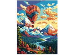 82037 [Кпн-379] Картина на картоне с красками 28,5х38 см по номерам. "Полет в горах"
