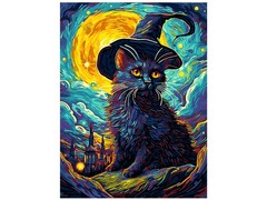Картина на картоне с красками 28,5х38 см по номерам. "Сказочный кот"