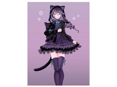 82043 [Х-3976] Холст с красками 22х30 см по номерам. Девушка-кошка