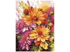 82044 [Кпн-306] Картина на картоне с красками 28,5х38 см по номерам. "Осенний букет"