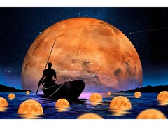 82049 [Х-4074] Холст с красками 22х30 см по номерам. Путешествие к Луне