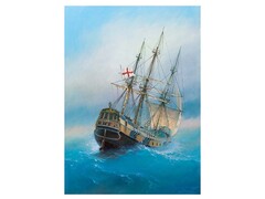 82051 [Х-4041] Холст с красками 22х30 см по номерам. Английский корабль после бури