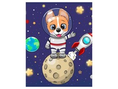 82056 [Х-4011] Холст с красками 22х30 см по номерам. Маленький космонавт