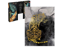 82066 [67969] Холст с красками 30х40 см по номерам с поталью. Золотой тигр