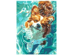 82070 [Кпн-415] Картина на картоне с красками 28,5х38 см по номерам. "Веселое купание"