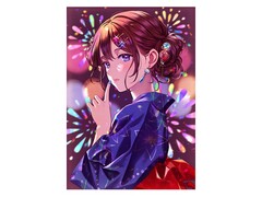 82072 [Х-3981] Холст с красками 22х30 см по номерам. Девушка в кимоно