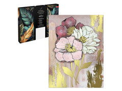 82076 [67968] Холст с красками 30х40 см по номерам с поталью. Цветы