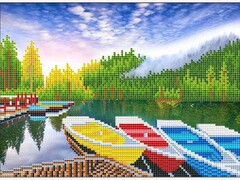 82127 [ACH030] Алмазная мозаика 30х40 см «Яркие лодочки» (с подр., с част. заполн.)