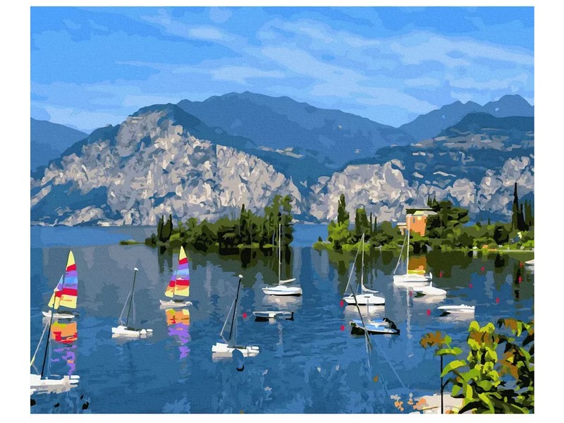Купить оптом Картина с красками 40х50 см по номерам. Италия. Озеро Гарда в Луганске