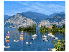 Картина с красками 40х50 см по номерам. Италия. Озеро Гарда
