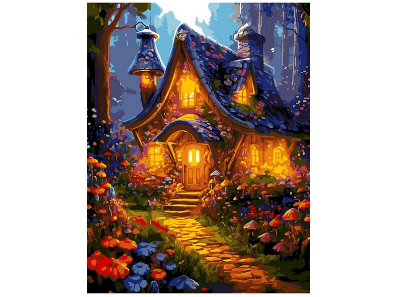 Купить оптом Картина на картоне с красками 40х50 см по номерам. Сказочный дом в Луганске