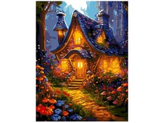 Картина на картоне с красками 40х50 см по номерам. Сказочный дом