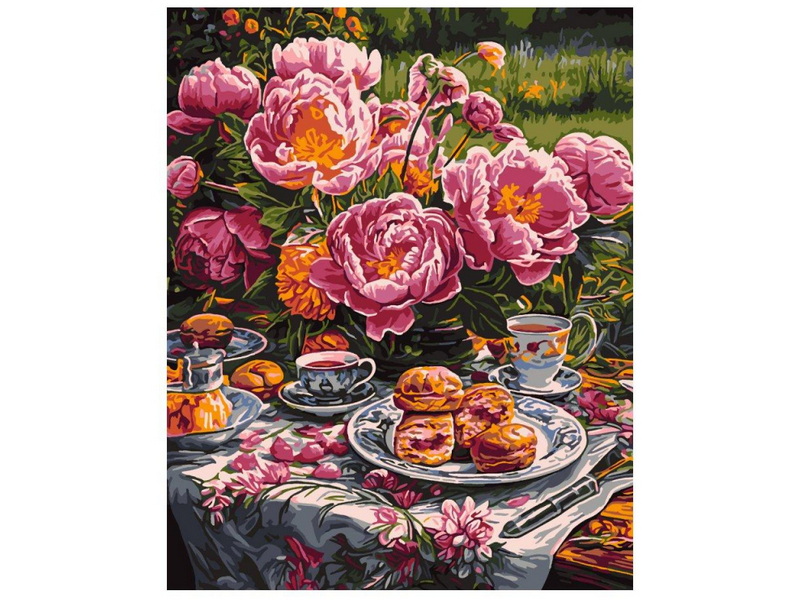 Купить оптом Картина на картоне с красками 40х50 см по номерам. Летнее чаепитие в Луганске