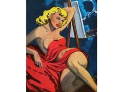 82158 [Х-6819] Холст с красками 40х50 см по номерам. Манящая блондинка 18+