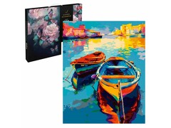 82162 [67950] Холст с красками 40х50 см по номерам. Лодки