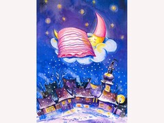 Алмазная мозаика 22х32 см «Сонная зимняя ночь» (с подр., с полн. заполн.)