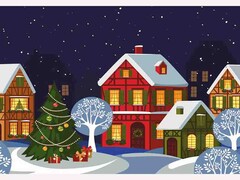 82190 [WFC213] Алмазная мозаика 30*40 см НОВОГОДНЯЯ УЛОЧКА (без подр., с полн. заполн.)