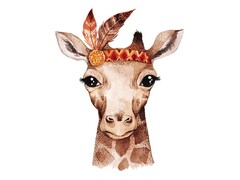 82196 [Х-3861] Холст с красками 17х22 см по номерам. Милый жираф