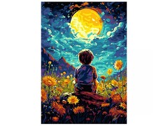 82201 [Кпн-335] Картина на картоне с красками 20х28,5 см по номерам. Мечтатель